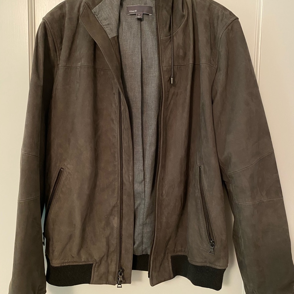 Vince Soft Suede Hooded Jacket